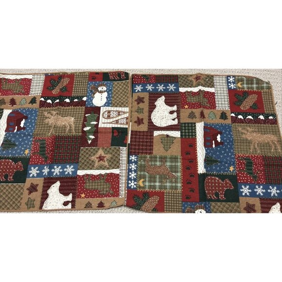 Vintage JC Penney Table Cloth & Napkins Folk Country Winter Polar Bear Patchwork - Picture 4 of 9